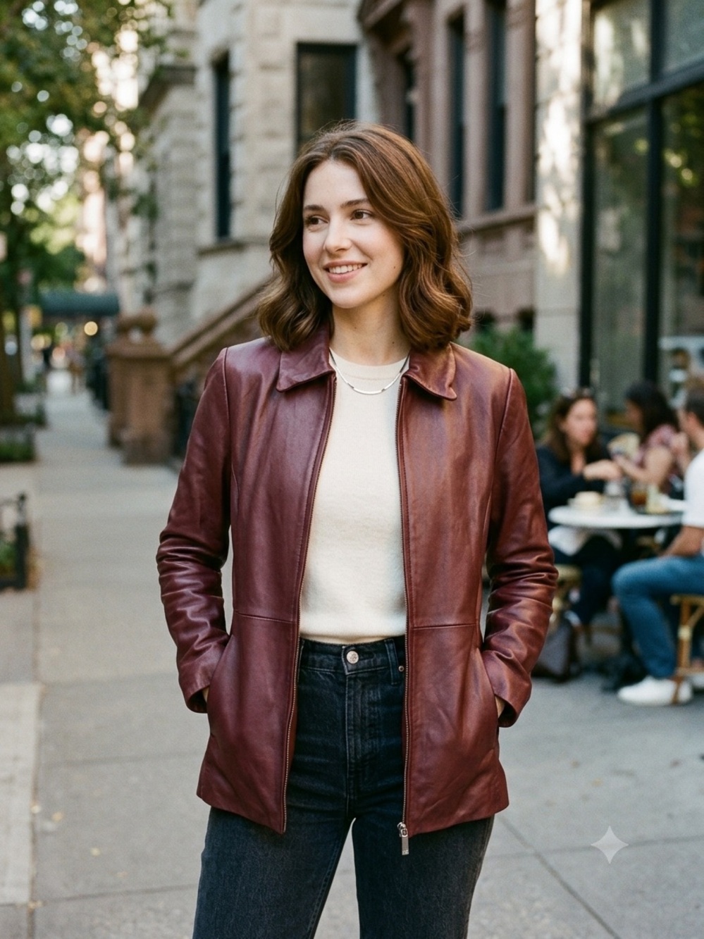 100% Leather Oxblood Burgundy Leather Zip Jacket
